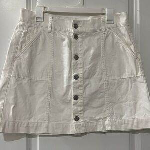 LOFT Cream Button-Front Mini Skirt